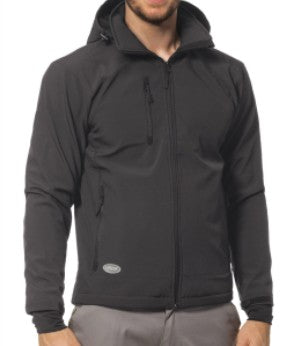 Giacca LOGICA SLALOM CAP4 da uomo in Softshell 320 gr waterproof 6000 mm/h2o con cappuccio staccabile grigio scuro