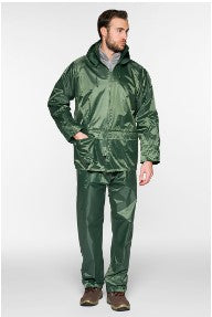 Completo SOCIM impermeabile giacca + pantalone nylon/PVC colore verde