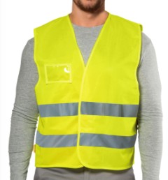 Gilet Poly alta visibilità LOGICA con bande rifrangebti e porta badge con chiusra a velcro