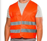 Thumbnail for Gilet alta visibilità LOGICA in poliestere arancio fluo con 2 bande rifrangenti e porta badge
