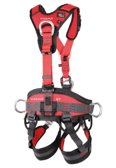 Imbragatura CAMP GT è l'imbracatura anticaduta sviluppata per lavori in sospensione e posizionamento, dotata di imbottiture per garantire il giusto supporto e comfort