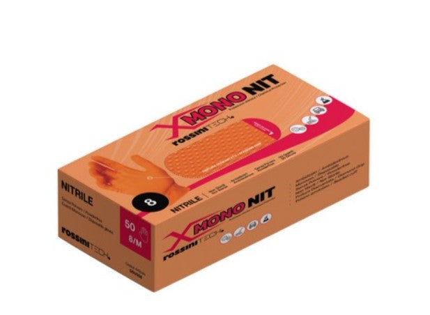 Guanto ROSSINI monouso di nitrile spessorato diamantato. 
Senza polvere. Ambidestro.
