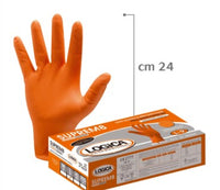 Thumbnail for Guanto LOGICA SUPREM8 monouso in nitrile pesante, colore arancione puntinato senza polvere alta resistenza e antiscivolo
