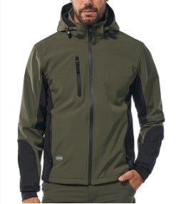Giacca LOGICA URAGAN7 in Softshell 320 gr waterproof 6000 mm/h2o con cappuccio staccabile Verde