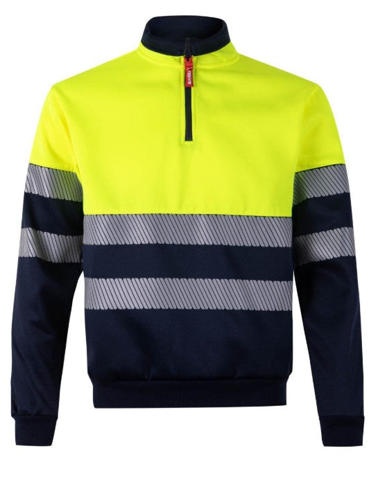 Felpa alta visibilità VELILLA bicolore con mezza zip banda segmentata
Maglia felpata. 100% poliestere / 300 g/m2