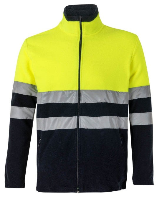 Giacca in Pile VELILLA zip lunga alta visbilità bicolore con bande rifrangenti
2 zip mani 1 zip petto
100% poliestere, peso 280gr/m2