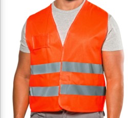 Gilet alta visibilità LOGICA in poliestere arancio fluo con 2 bande rifrangenti e porta badge con bustina in tessuto
