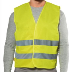 Gilet Poly alta visibilità LOGICA con bande rifrangebti con chiusra a velcro 
senza porta badge con bustina trasparente