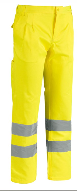 Pantalone SOTTOZERO uomo alta visibilità  con rifrangenti, con1  tasca gamba sx,
60% COTONE, 40% POLIESTERE
240 g/m2