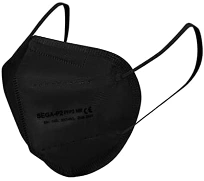 mascherina ffp2 con elastici per orecchie, senza valola. Marchiatura CE 2841 colore nero. 